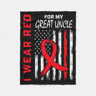 I Wear Red For My Great Uncle Heart Disease Awaren Fleece Blanket