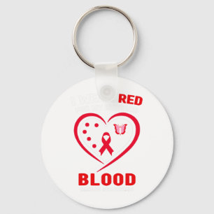 I Wear Red For My Husnd Blood Cancer Awareness 2 Key Ring