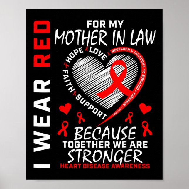 I Wear Red For My Mother In Law Heart Disease Awar Poster (Front)