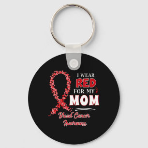 I Wear Red For My Mum Red Ribbon Blood Cancer Awar Key Ring
