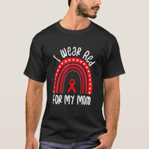 I Wear Red For My Mum Stroke Awareness Boho Rainbo T-Shirt