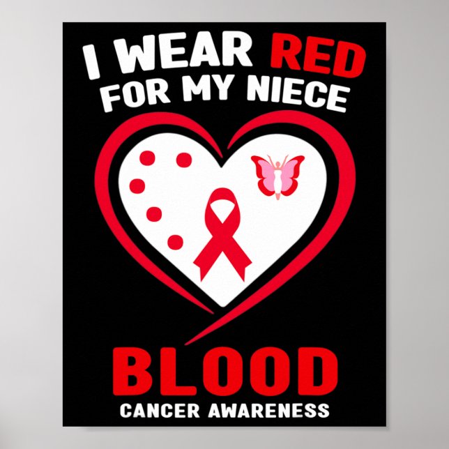 I Wear Red For My Niece Blood Cancer Awareness  Poster (Front)