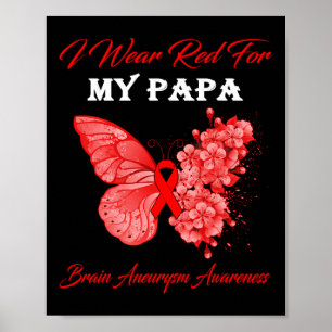 I Wear Red For My Papa Brain Aneurysm Awareness  Poster