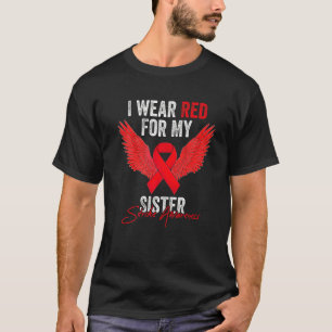 I Wear Red For My Sister Stroke Awareness Angel Ri T-Shirt