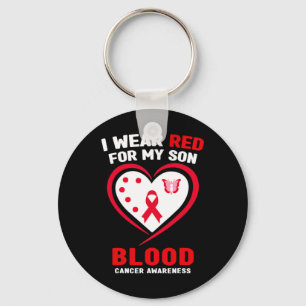 I Wear Red For My Son Blood Cancer Awareness Key Ring