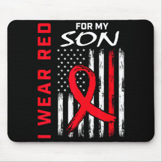 I Wear Red For My Son Heart Disease Awareness Flag Mouse Pad