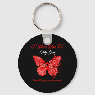 I Wear Red For My Son Heart Disease Awareness Key Ring