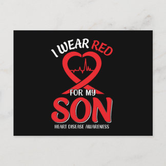 I Wear Red For My Son Heart Disease Awareness Postcard
