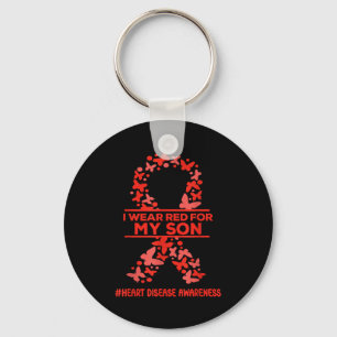 I Wear Red For My Son Heart Disease Awareness Wear Key Ring