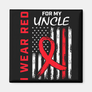 I Wear Red For My Uncle Heart Disease Awareness Fl Magnet
