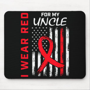 I Wear Red For My Uncle Heart Disease Awareness Fl Mouse Pad