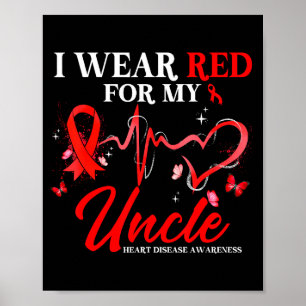 I Wear Red For My Uncle Heart Disease Awareness Ri Poster