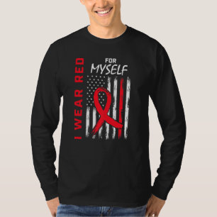 I Wear Red For Myself Heart Disease Awareness Flag T-Shirt