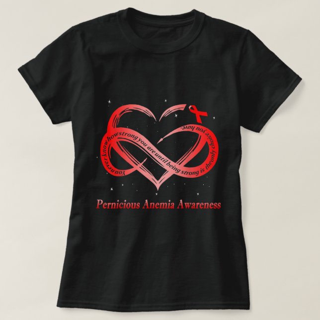 I Wear Red For Pernicious Anaemia Awareness Warrio T-Shirt (Design Front)