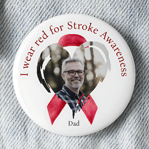 I Wear Red for Stroke Awareness Photo 6 Cm Round Badge