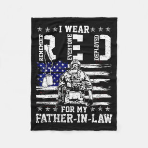 I wear red fridays for my father- -law military su fleece blanket