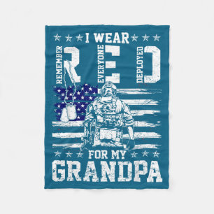 I wear red fridays for my grandpa military support fleece blanket