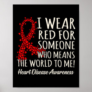 I Wear Red Heart Disease Awareness Survivor Graphi Poster