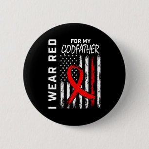 I Wear Red Ribbon For Godfather Heart Disease Awar 6 Cm Round Badge