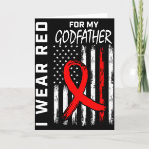 I Wear Red Ribbon For Godfather Heart Disease Awar Card