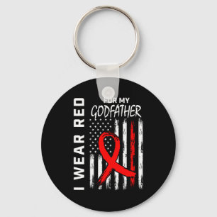 I Wear Red Ribbon For Godfather Heart Disease Awar Key Ring