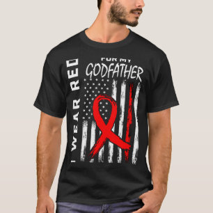 I Wear Red Ribbon For Godfather Heart Disease Awar T-Shirt