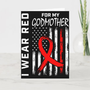 I Wear Red Ribbon For Godmother Heart Disease Awar Card