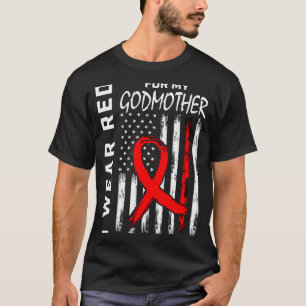 I Wear Red Ribbon For Godmother Heart Disease Awar T-Shirt