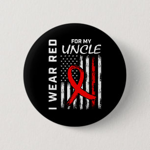 I Wear Red Ribbon For My Uncle Heart Disease Aware 6 Cm Round Badge