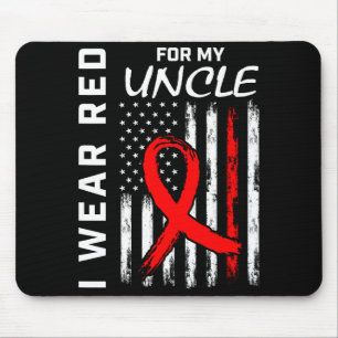 I Wear Red Ribbon For My Uncle Heart Disease Aware Mouse Pad