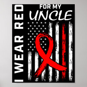 I Wear Red Ribbon For My Uncle Heart Disease Aware Poster