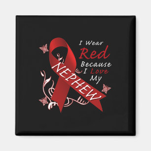 I Wear Red Ribbon Heart Disease Awareness Magnet
