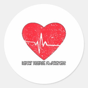 I Wear Red To Fight Heart Disease Awareness _1  Classic Round Sticker