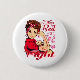 I Wear Red To Fight Heart Disease Awareness 6 Cm Round Badge