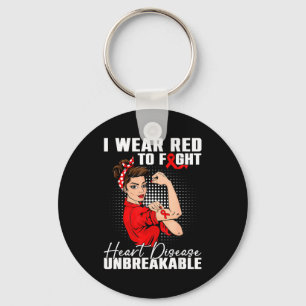 I Wear Red To Fight Heart Disease Awareness Messy Key Ring