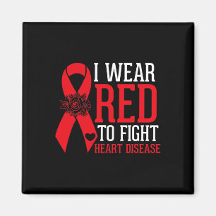 I Wear Red To Fight Heart Disease Awareness Red Ri Magnet
