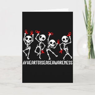 I Wear Red To Fight Heart Disease Awareness Skelet Card