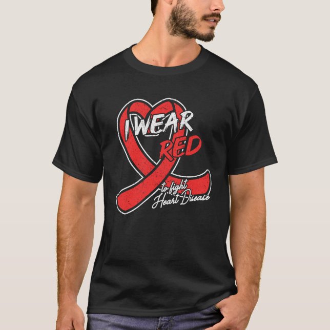 I wear red to fight heart disease cardiologists T-Shirt (Front)