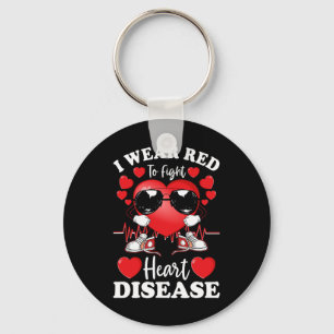 I Wear Red To Fight Heart Disease Red Heart And Su Key Ring