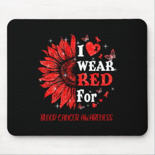 I wear Red Twinkle Heart Sunflower Blood Cancer Aw Mouse Pad