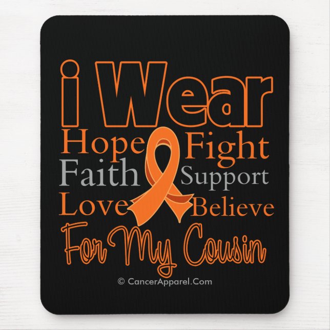 I Wear Ribbon Collage Cousin - Leukaemia Mouse Pad (Front)