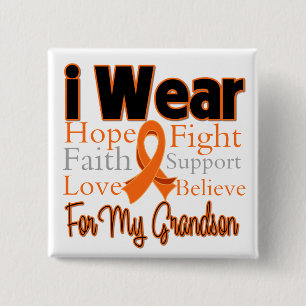 I Wear Ribbon Collage Grandson - Leukaemia 15 Cm Square Badge