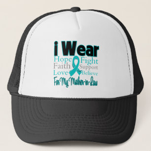 I Wear Ribbon Collage Mother-in-Law Ovarian Cancer Trucker Hat