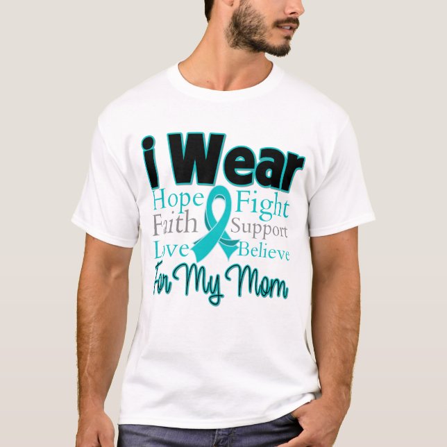 I Wear Ribbon Collage Mum - Ovarian Cancer T-Shirt (Front)