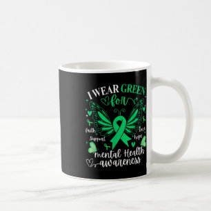 I Wear Ribbon Green Butterfly Heart Mental Health Coffee Mug
