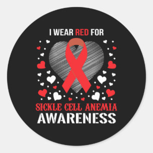 I Wear Sickle Cell Anaemia Awareness Supporter Rib Classic Round Sticker