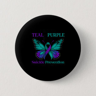 I Wear Teal &amp; Purple Butterfly Suicide Prevent 6 Cm Round Badge
