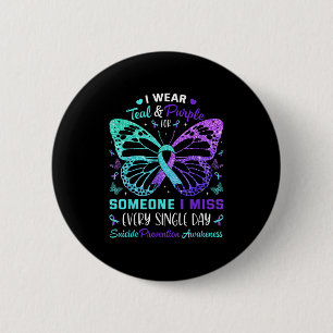 I Wear Teal & Purple Butterfly Suicide Prevent 6 Cm Round Badge