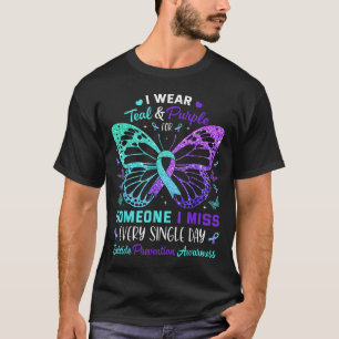I Wear Teal & Purple Butterfly Suicide Prevent T-Shirt