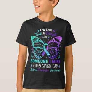 I Wear Teal &amp; Purple Butterfly Suicide Prevent T-Shirt